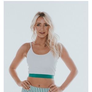Coral Reef Swim Top (THE LOUNGER TOP | WHITE & GREEN COLORBLOCK)